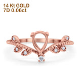 14K Rose Gold 0.06ct Semi Mount Diamond Engagement Ring Size 6.5