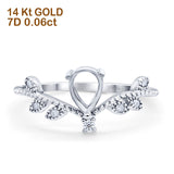14K White Gold 0.06ct Semi Mount Diamond Engagement Ring Size 6.5