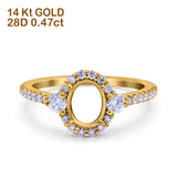 14K Yellow Gold 0.47ct Oval Semi Mount Diamond Engagement Ring