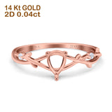 14K 0.04ct Rose Gold Semi Mount Diamond Engagement Ring Size 6.5