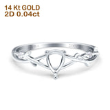 14K 0.04ct White Gold Semi Mount Diamond Engagement Ring Size 6.5