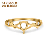 14K 0.04ct Yellow Gold Semi Mount Diamond Engagement Ring Size 6.5