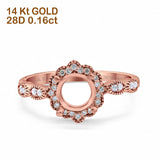14K Rose Gold 0.16ct Round Semi Mount Diamond Engagement Ring