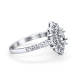 14K 0.34ct White Gold Semi Mount Diamond Engagement Ring Size 6.5