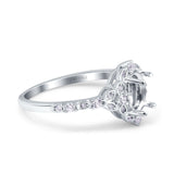 14K White Gold Semi Mount 0.19ct Diamond Engagement Ring Size 6.5