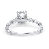 14K 0.08ct White Gold Semi Mount Diamond Engagement Ring Size 6.5