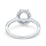 14K White Gold Oval Semi Mount 0.32ct Diamond Engagement Ring Size 6.5