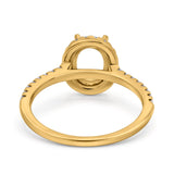 14K Yellow Gold Oval Semi Mount 0.32ct Diamond Engagement Ring Size 6.5