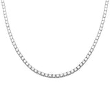Tennis Necklace: 3mm CZ, 18 Inch Sterling Silver, Color Choices