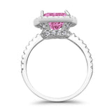 Halo Cushion Engagement Ring Simulated Pink CZ 925 Sterling Silver