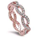 Full Eternity Infinity Engagement Ring Rose Tone, Simulated CZ 925 Sterling Silver
