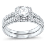Halo Solitaire Accent Piece Wedding Ring Round Simulated CZ 925 Sterling Silver