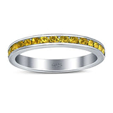 Full Eternity Stackable Band Wedding Ring Simulated Yellow CZ 925 Sterling Silver