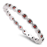 Full Eternity Stackable Band Ring Simulated Ruby CZ 925 Sterling Silver