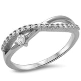 Infinity Accent Ring Simulated Cubic Zirconia 925 Sterling Silver