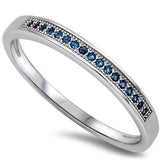 Half Eternity Rings Wedding Ring Simulated Blue Sapphire CZ 925 Sterling Silver