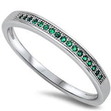 Half Eternity Rings Wedding Ring Simulated Green Emerald CZ 925 Sterling Silver
