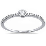 Bezel Promise Ring Simulated Cubic Zirconia 925 Sterling Silver