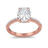 Halo Split Shank Wedding Ring Rose Tone, Simulated Cubic Zirconia 925 Sterling Silver