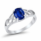 Halo Vintage Style Wedding Ring Simulated Blue Sapphire CZ 925 Sterling Silver