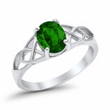 Halo Vintage Style Wedding Ring Simulated Green Emerald CZ 925 Sterling Silver