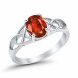 Halo Vintage Style Wedding Ring Simulated Garnet CZ 925 Sterling Silver