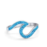 Wave Swirl Band Ring Lab Created Blue Opal 925 Sterling Silver