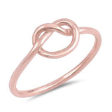 Petite Dainty Love Heart Knot Band Ring Rose Tone 925 Sterling Silver