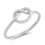 Petite Dainty Love Heart Knot Band Ring 925 Sterling Silver