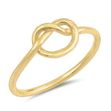 Petite Dainty Love Heart Knot Band Ring Yellow Tone 925 Sterling Silver