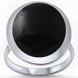 Solitaire Ring Oval Simulated Black Onyx Solid 925 Sterling Silver