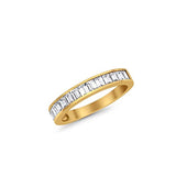 Eternity Baguette Wedding Band Ring Baguette Yellow Tone Simulated Cubic Zirconia 925 Sterling Silver