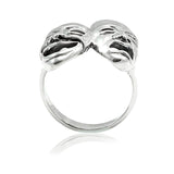 Tragedy Comedy Theater Mask Happy Sad Plain Ring 925 Sterling Silver