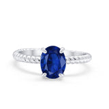 Solitaire Braided Engagement Ring Simulated Blue Sapphire CZ 925 Sterling Silver