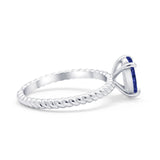 Solitaire Braided Engagement Ring Simulated Blue Sapphire CZ 925 Sterling Silver