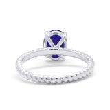 Solitaire Braided Engagement Ring Simulated Blue Sapphire CZ 925 Sterling Silver