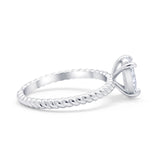 Solitaire Braided Engagement Ring Simulated Cubic Zirconia 925 Sterling Silver