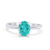 Solitaire Braided Engagement Ring Simulated Paraiba Tourmaline CZ 925 Sterling Silver