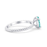 Solitaire Braided Engagement Ring Simulated Paraiba Tourmaline CZ 925 Sterling Silver