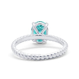 Solitaire Braided Engagement Ring Simulated Paraiba Tourmaline CZ 925 Sterling Silver