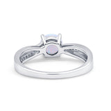 Solitaire Accent Engagement Ring Lab Created White Opal 925 Sterling Silver