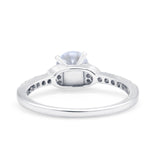 Art Deco Wedding Bridal Ring Round Simulated Cubic Zirconia 925 Sterling Silver
