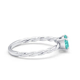 Solitaire Twisted Oval Wedding Ring Simulated Paraiba Tourmaline CZ 925 Sterling Silver