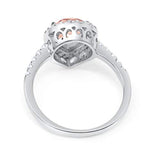 Halo Teardrop Bridal Filigree Ring Simulated Morganite CZ 925 Sterling Silver