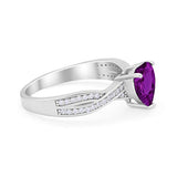 Heart Infinity Shank Promise Ring Simulated Amethyst CZ 925 Sterling Silver