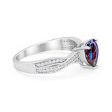 Heart Infinity Shank Promise Ring Simulated Rainbow CZ 925 Sterling Silver