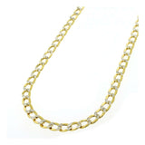 4MM 100 Pave Curb Yellow Gold .925 Sterling Silver Length 7