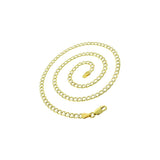 4MM 100 Pave Curb Yellow Gold .925 Sterling Silver Length 7"-32" Inches