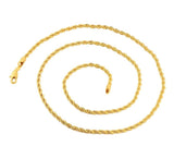 2.5MM 050 Yellow Gold Rope Chain .925 Sterling Silver Sizes 8"-28"