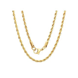 4MM 080 Yellow Gold Rope Chain .925 Sterling Silver Sizes 8"-30"